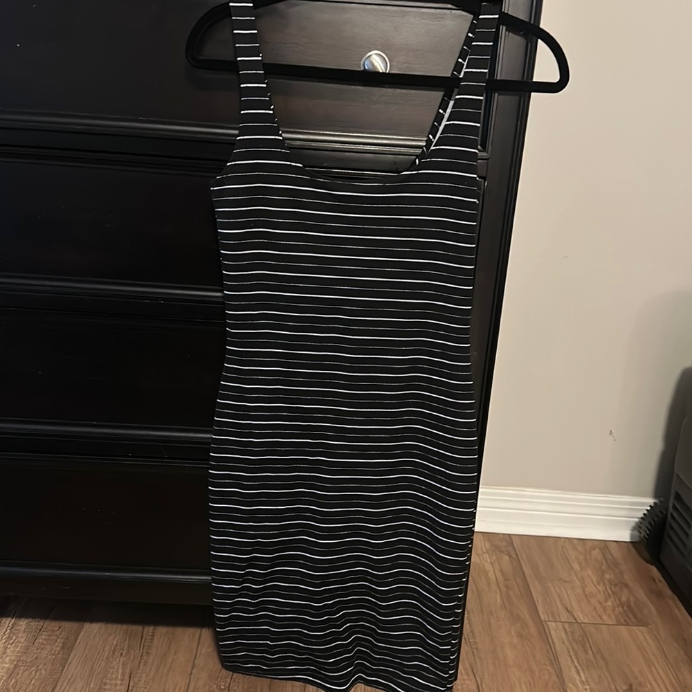 Black striped dress